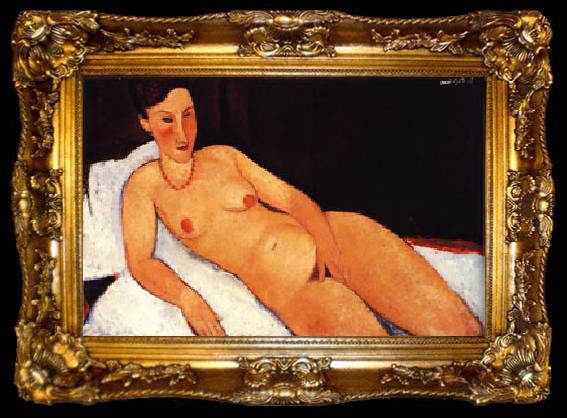 framed  Amedeo Modigliani Nude with Coral Necklace, ta009-2